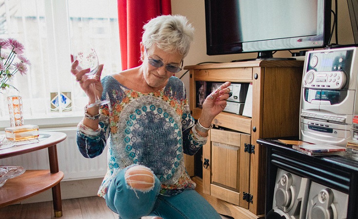 Lady listening to music