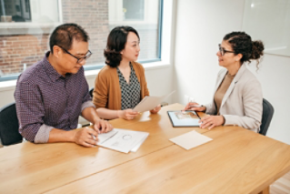 Family talking at the table